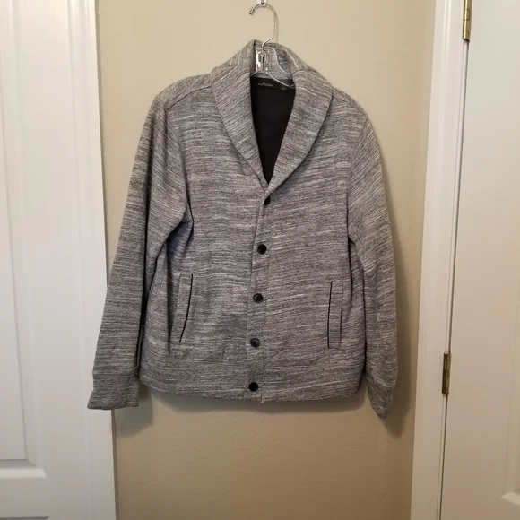 Marc Anthony Mens Button Up Cowl Neck Cardigan Sweater Slim Fit M Heather Gray - Picture 1 of 8